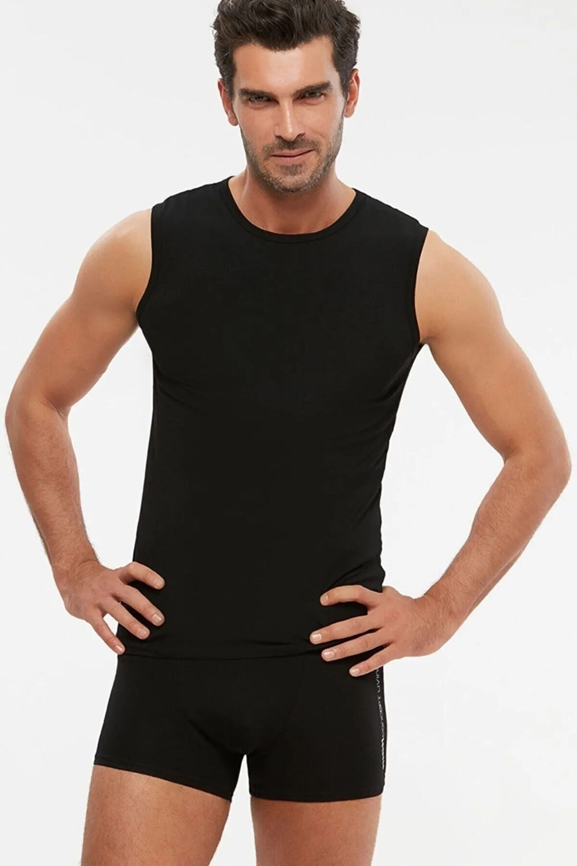 Erkek Penye Likra Compact Bisiklet-yaka Kolsuz Nick Atlet 4 Lü