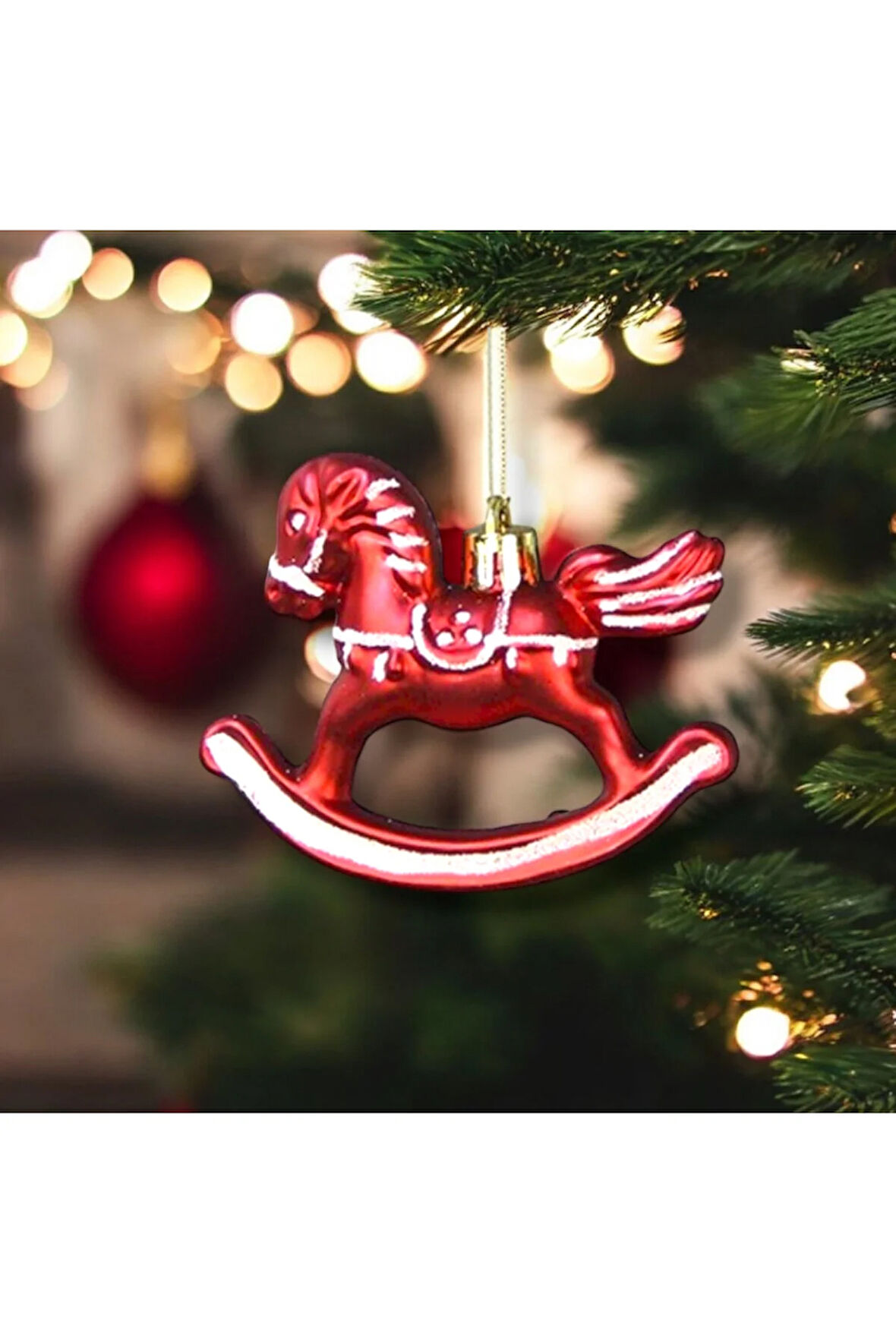 Yılbaşı Süsü 3'lü Atlı Karınca Kırmızı 6 cm