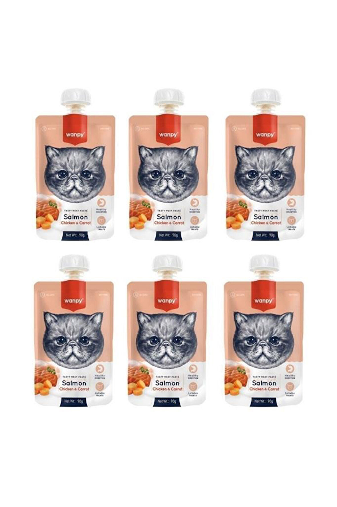 Wanpy Taze Somon & Tavuklu Kedi Et Ezmesi 90 Gr. X 6 Adet