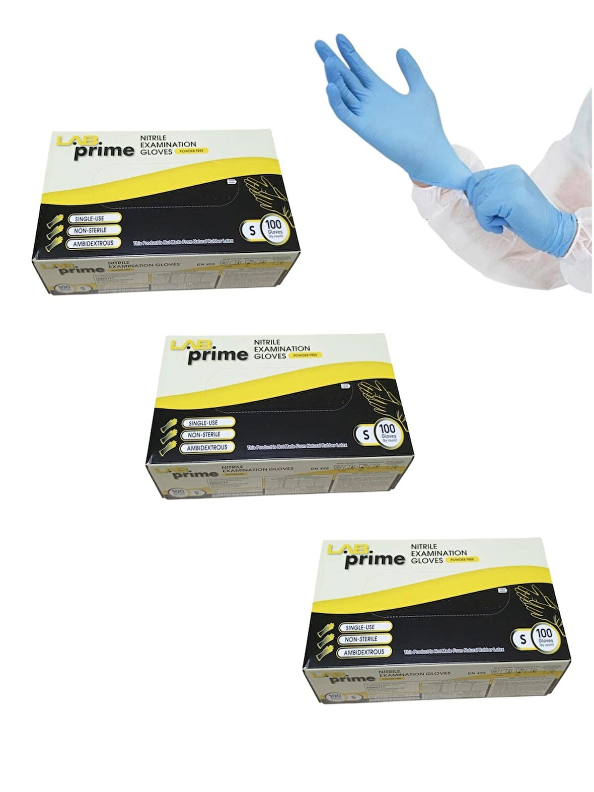 Nitril Muayene Eldiveni Mavi Pudrasız 100’lü paket X 3 adet -- S Beden