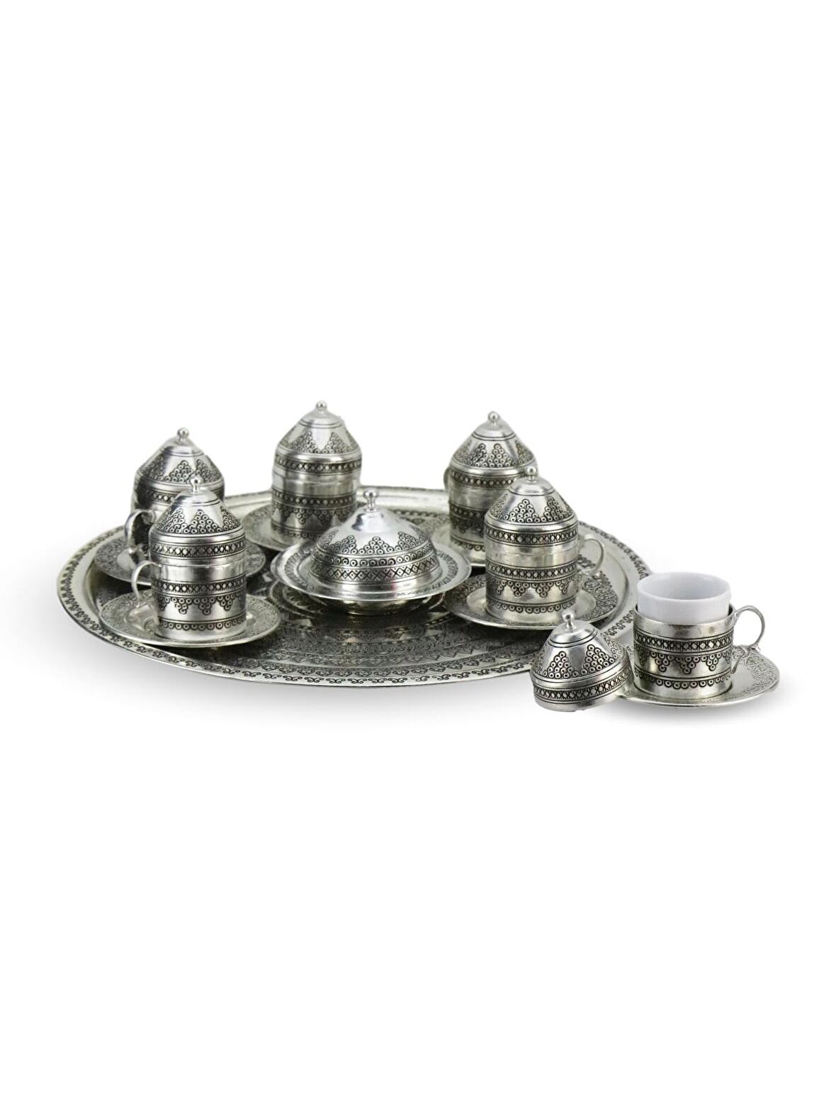 Morya Bakır Fincan Takımı İçi Kalay Kaplamalı