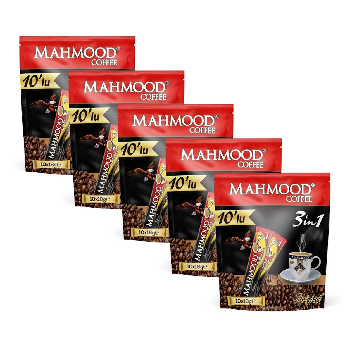 Mahmood Coffee 3'ü 1 Arada Kahve 18 gr x 10 Adet x 5'li Paket