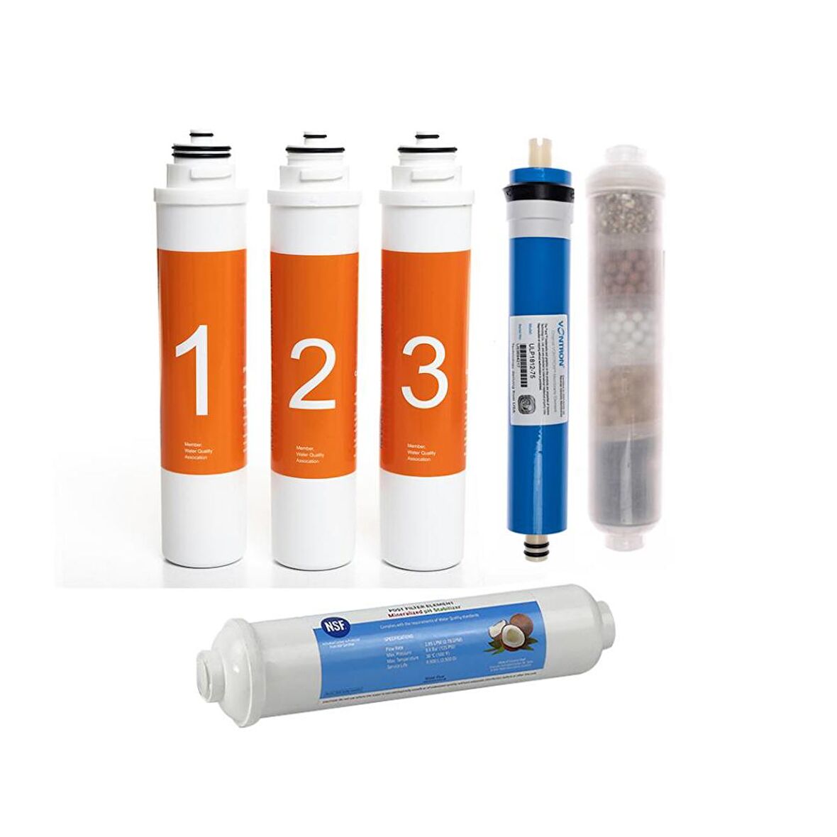 Sulook Waterlife Su Arıtma Cihazı Uyumlu Tak-Çevir 6'lı Filtre Seti, 10 Aşamalı, Vontron Membranlı