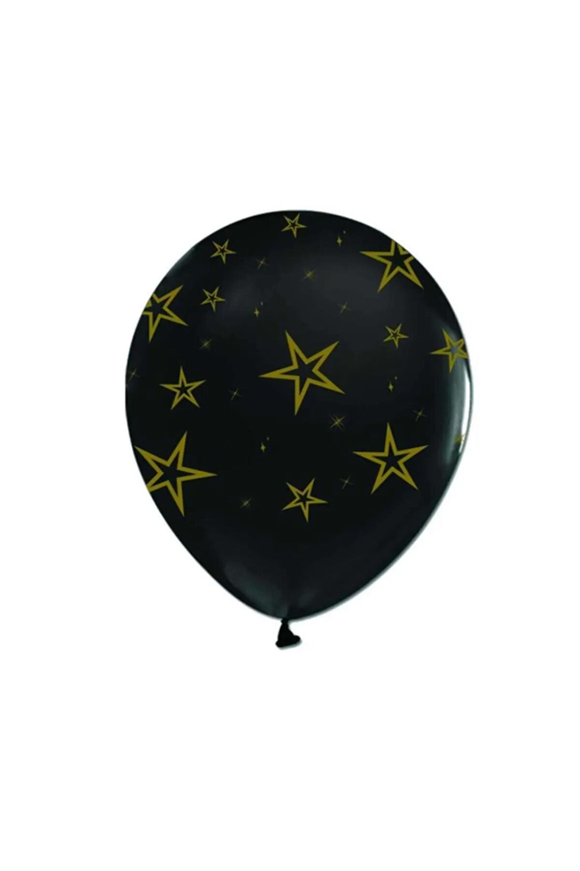 Çepeçevre Gold Yıldızlar Baskılı Siyah Balon 10'lu