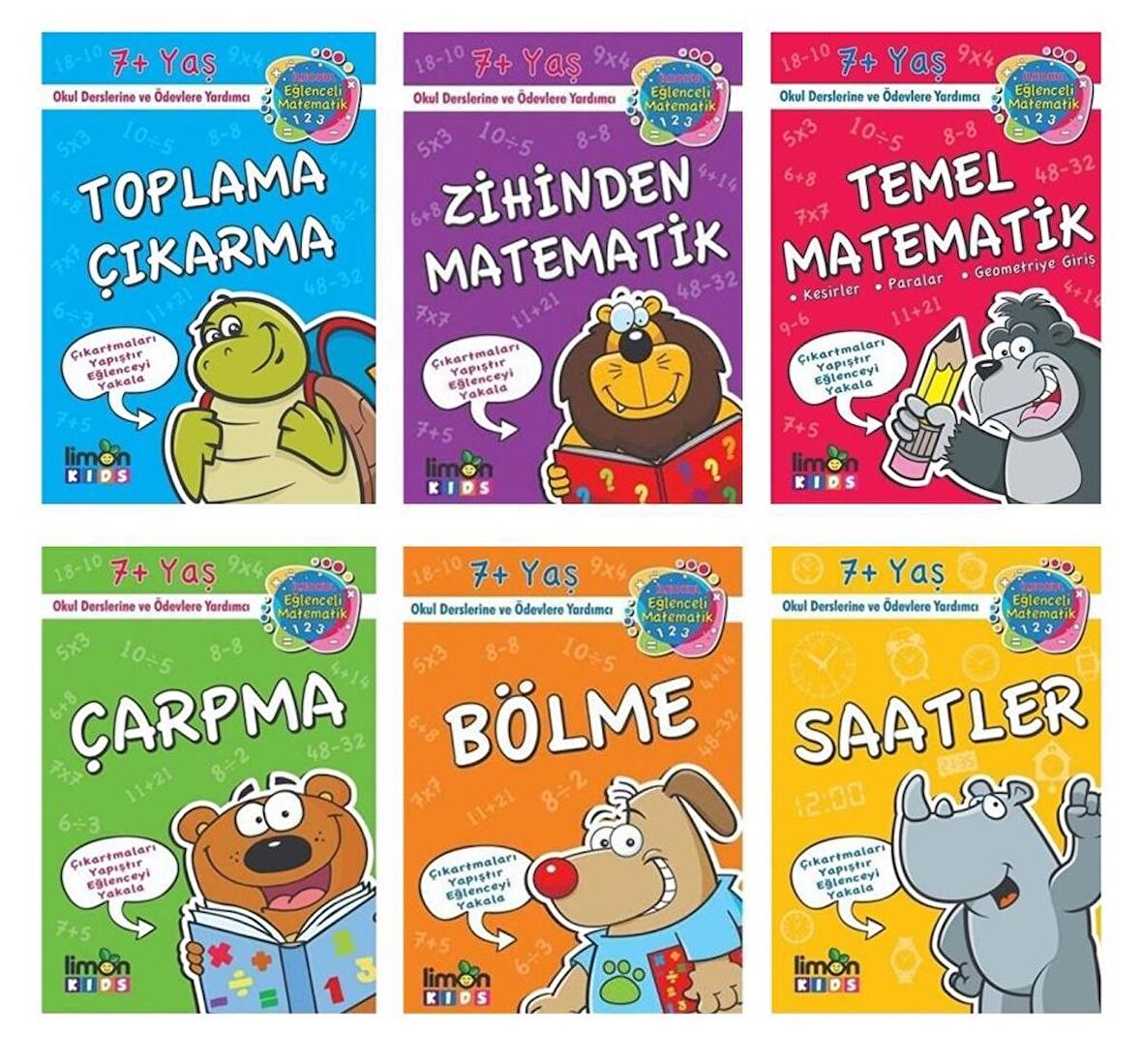 İlkokul 1. Sınıf Eğitim Seti 6 Kitap (Çarpma + Matematik Zihinden + Temel Matematik + Bölme + Saatler + Toplama Çıkarma)