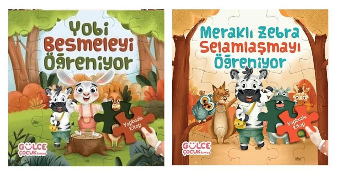 Yapbozlu Kitap Seti 2 Kitap (Meraklı Zebra Selamlaşmayı Öğreniyor + Yobi Besmeleyi Öğreniyor) 