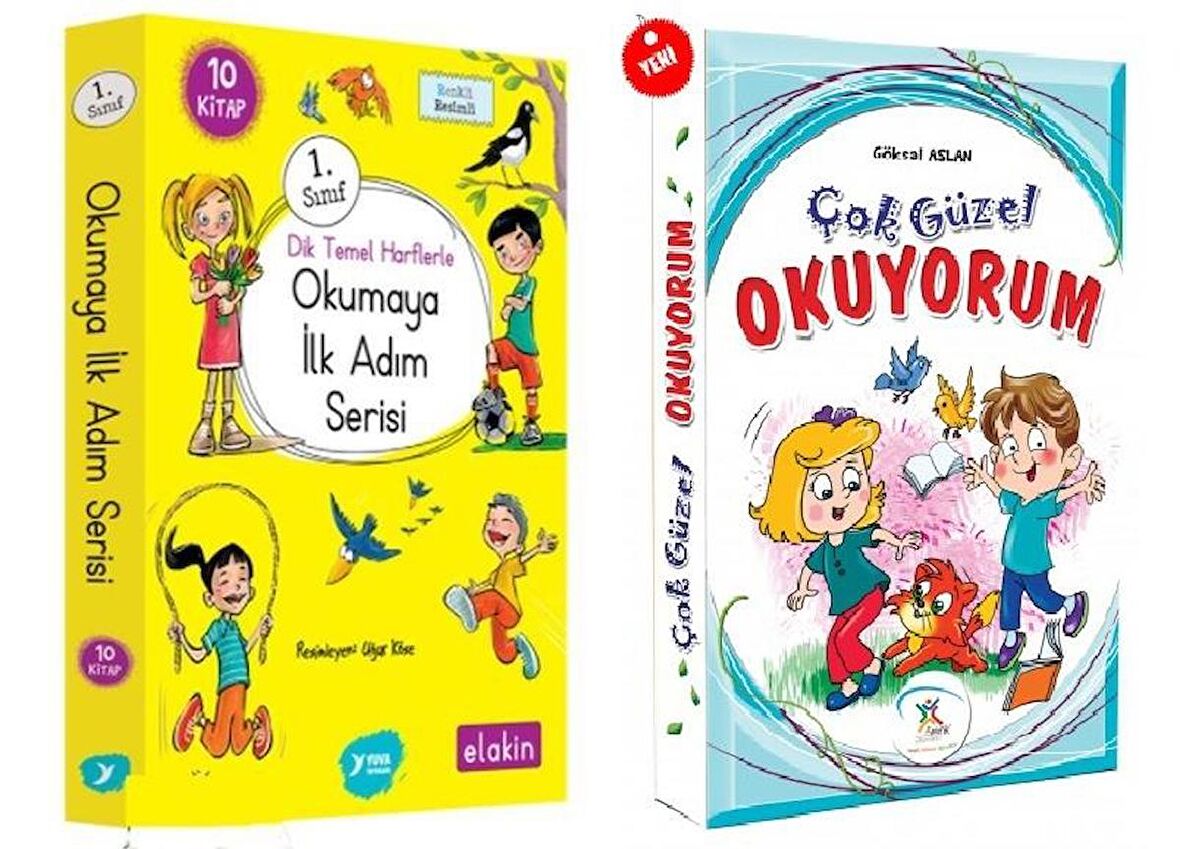 Yuva 1.Sınıf Dik Temel Harflerle Okumaya İlk Adım + Çok Güzel Okuyorum Hikaye Seti 20 Kitap