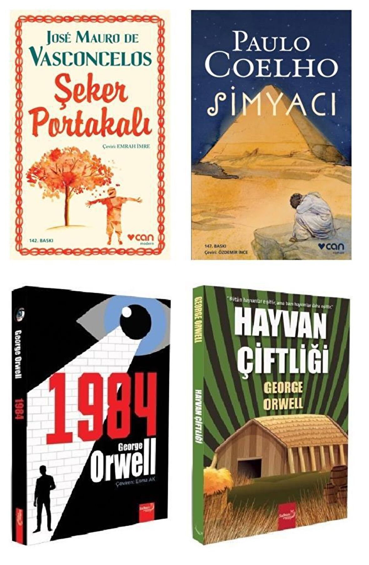 Can Şeker Portakalı-Simyacı + Safkan 1984-Hayvan Çiftliği 4 Kitap
