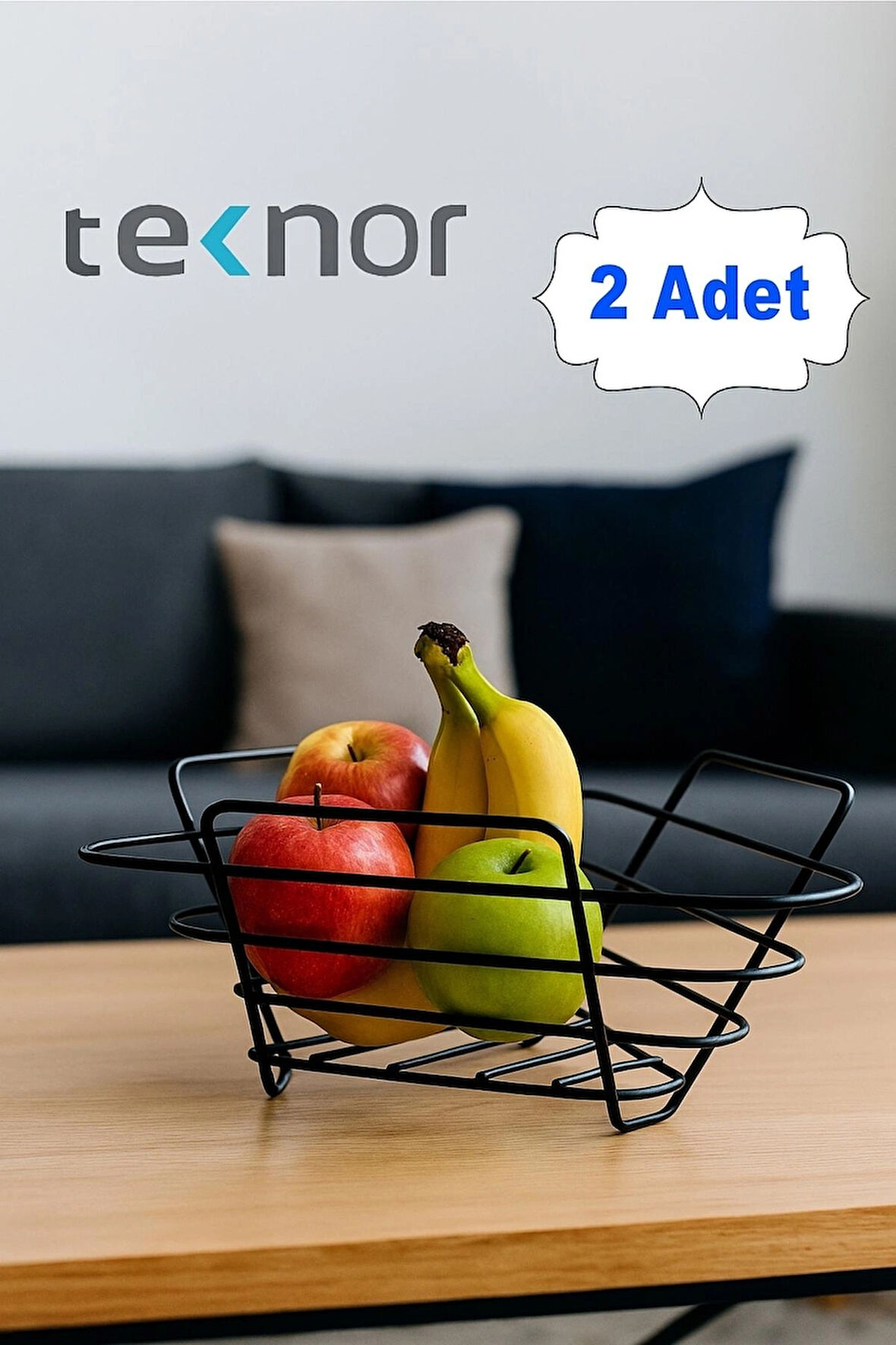 2'li Üçgen Sepet, Meyve Sepeti, Ekmek Sepeti, Modern Tel Sepet