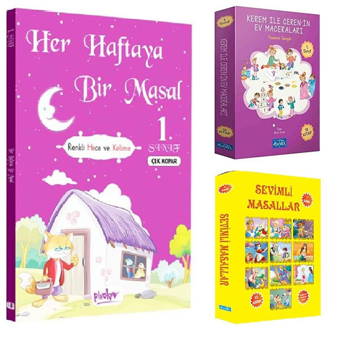 Parıltı 1. Sınıf Sevimli Masallar +Kerem ile Cerenin Ev Maceraları + Her Haftaya Bir Masal (21 Kitap) 