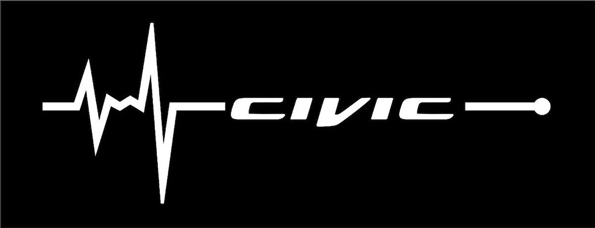 Civic Nabız Kalp atışı sticker 2 adet kelebek cam