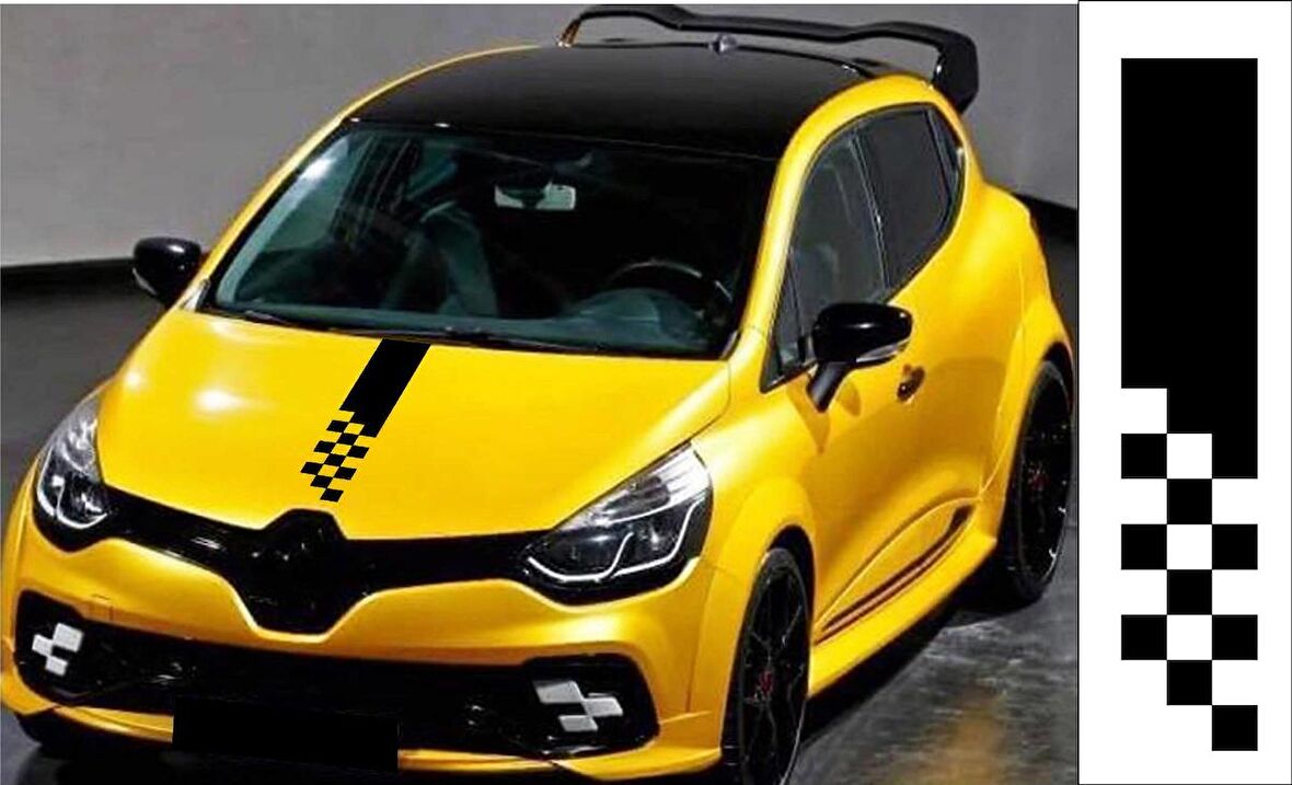 Damalı Spor Kaput Şerit Stickeri Universal Kaporta araba stickeri