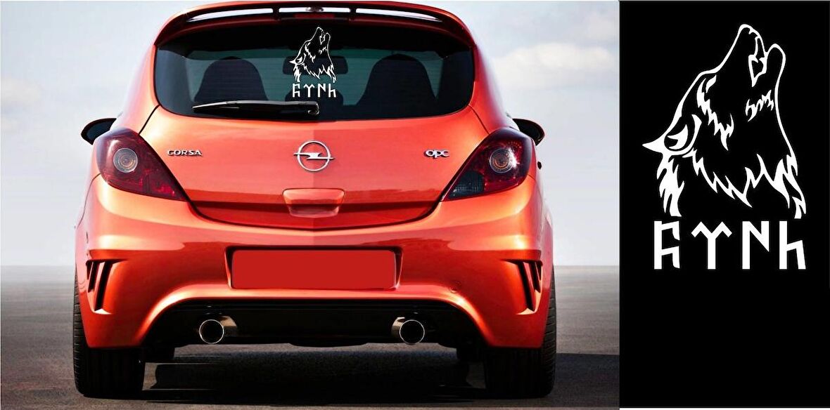 Göktürkçe Türk - Kurt logo Sticker 30x20