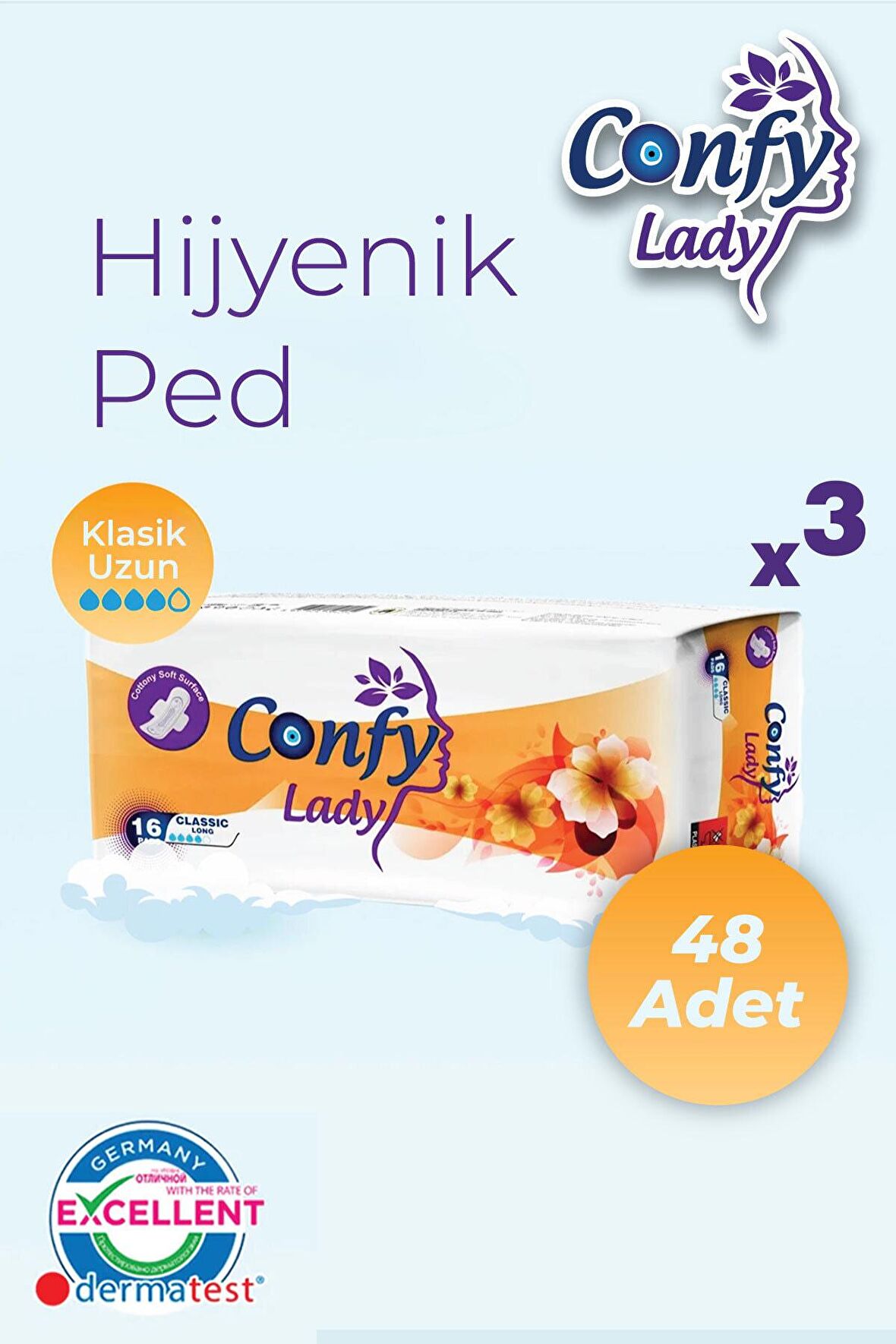 Hijyenik Ped Classic Uzun Gün 16 lı Paket x 3 Adet