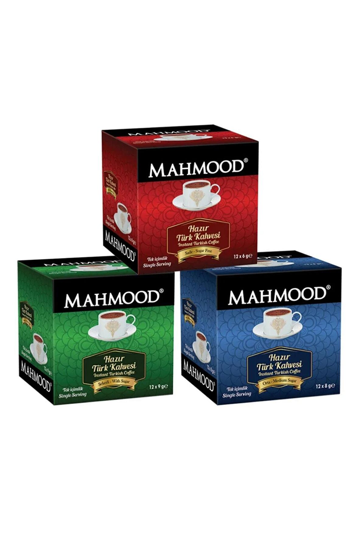 MahmoodTürk Kahvesi Sade 6 gr - Orta 8 gr - Şekerli 9 gr 12 Adet X 3