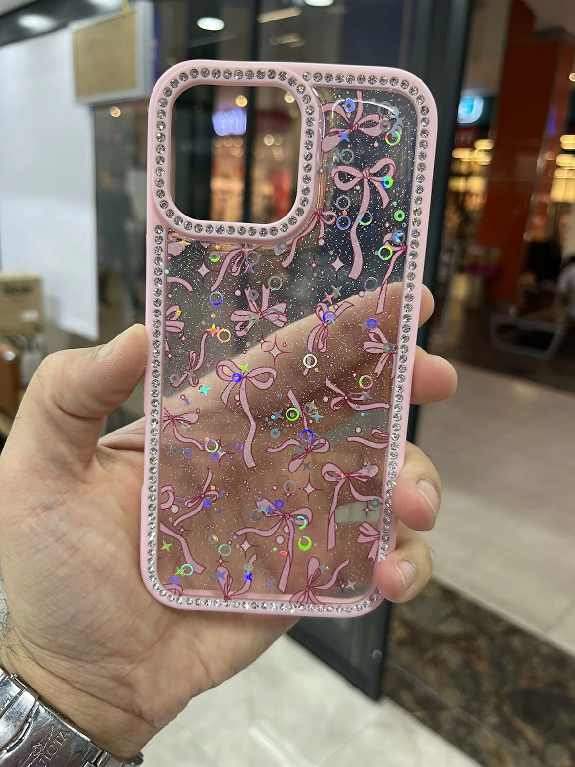 İPhone 16 Pro Kenarları Elmas Taşlı Kapak Premium Darbe Korumalı Kılıf