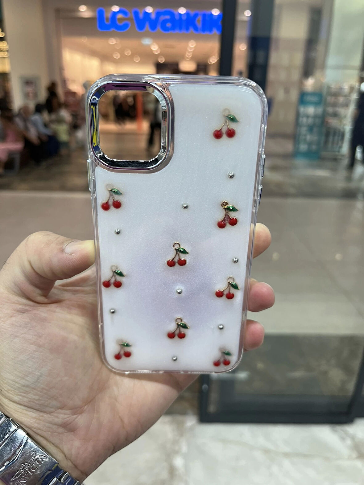 İPhone 13 Kiraz Kapak Kiraz Kabartma Figürlü Sararmayan Premium Kılıf