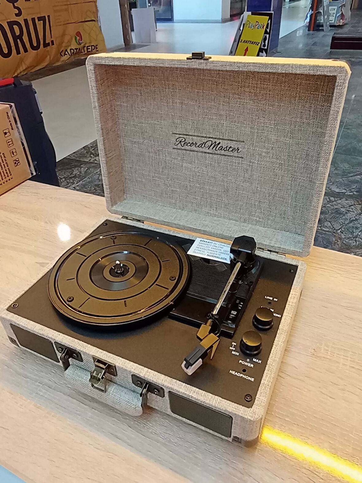 Record Master S-T14012 Retro Pikap Bej Rengi 33-45-78 Devir Çalabilme Bluetooth - Aux