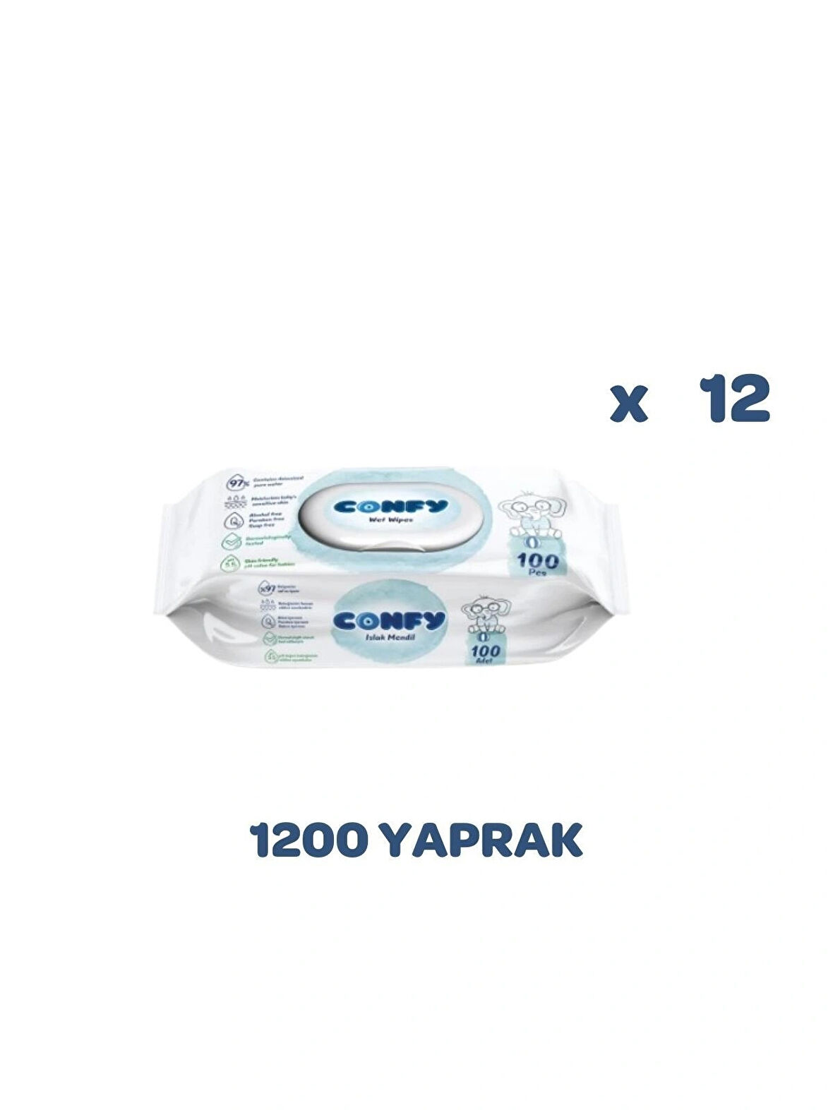 Confy Premium Islak Mendil Soft Care 100 Adet X 12 Adet, 1200 Yaprak