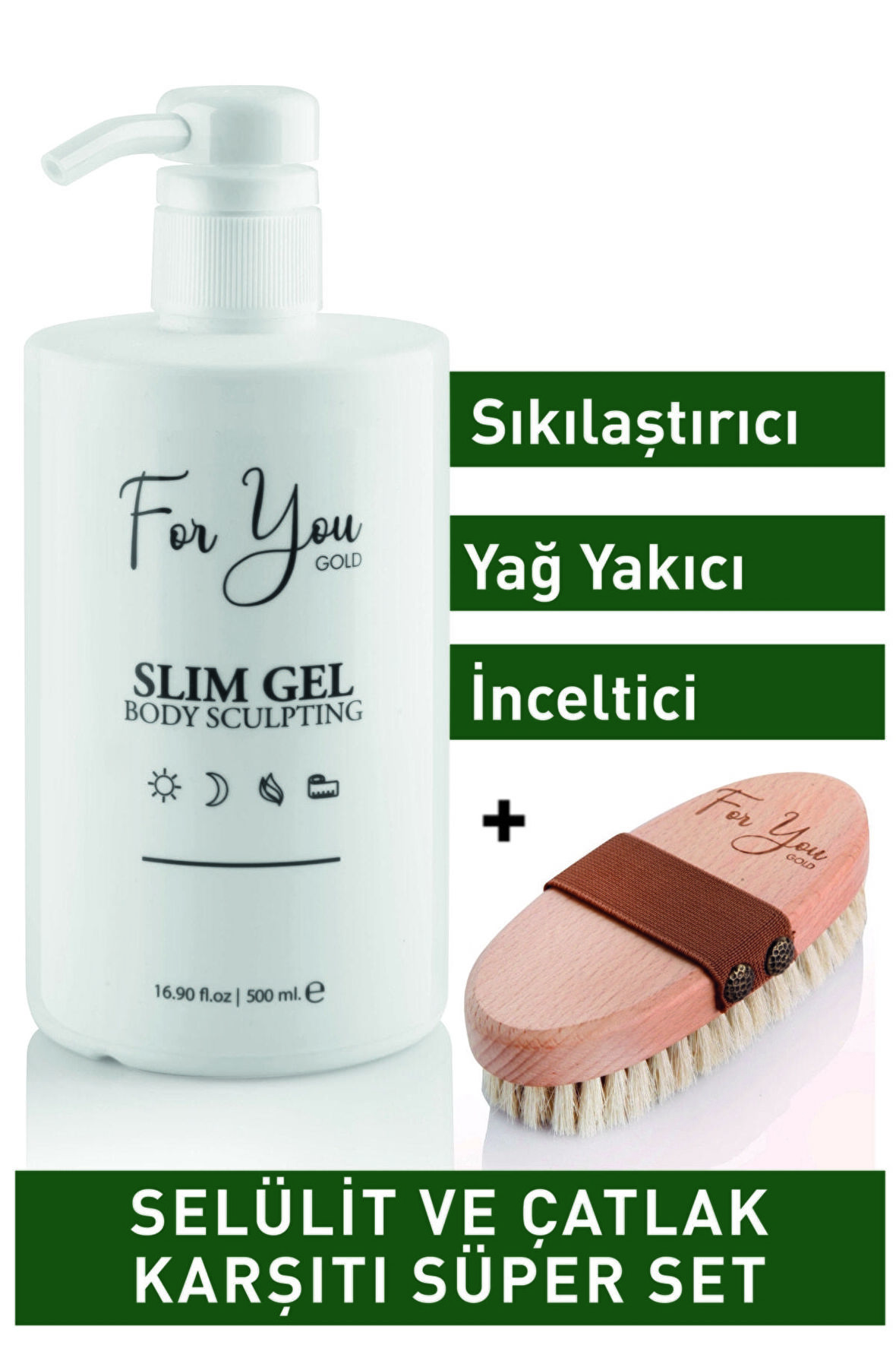 Slim Jel inceltici-sıkılaştırıcı-yağ yakıcı–incelme-çatlak Ve Selülit Kremi 500 ml - At Kılı Fırçası