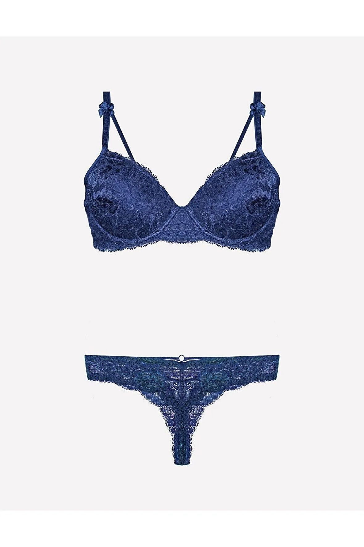 Kadın Bordo Destekli Push-up Sütyen Ve String Takım 75-90b