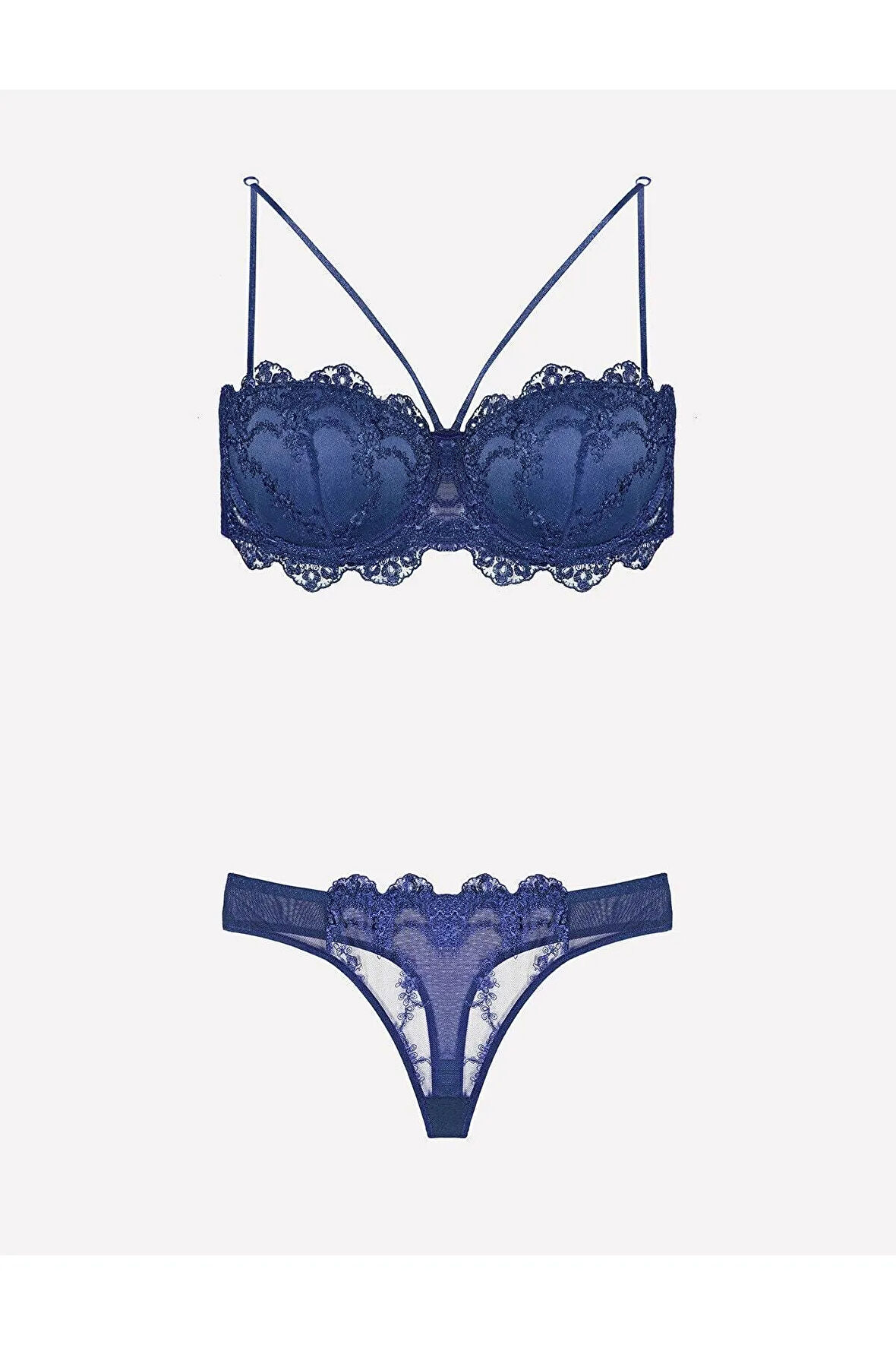 Kadın Destekli Push-up Straplez Sütyen Ve Külot Takım