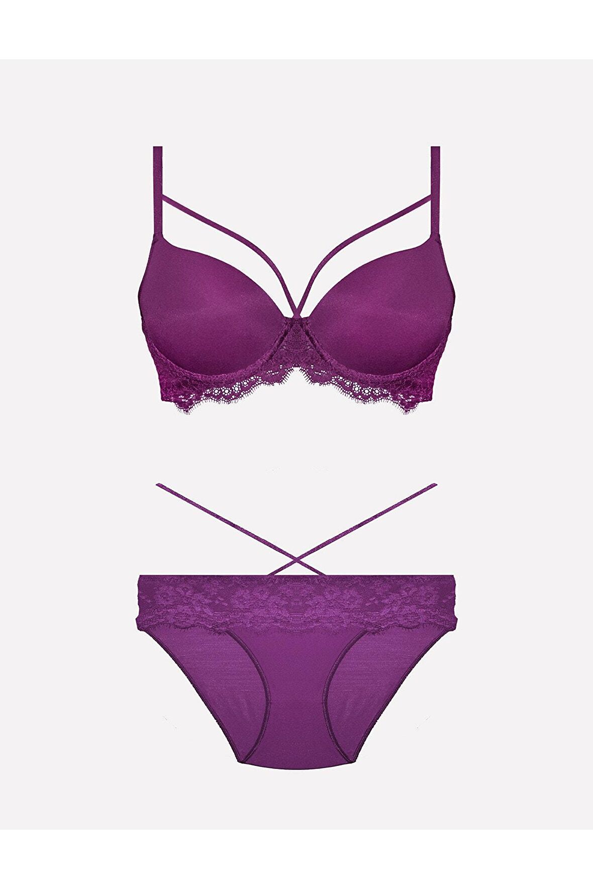 Kadın Desteksiz Sütyen Ve Külot Takım 80-95b