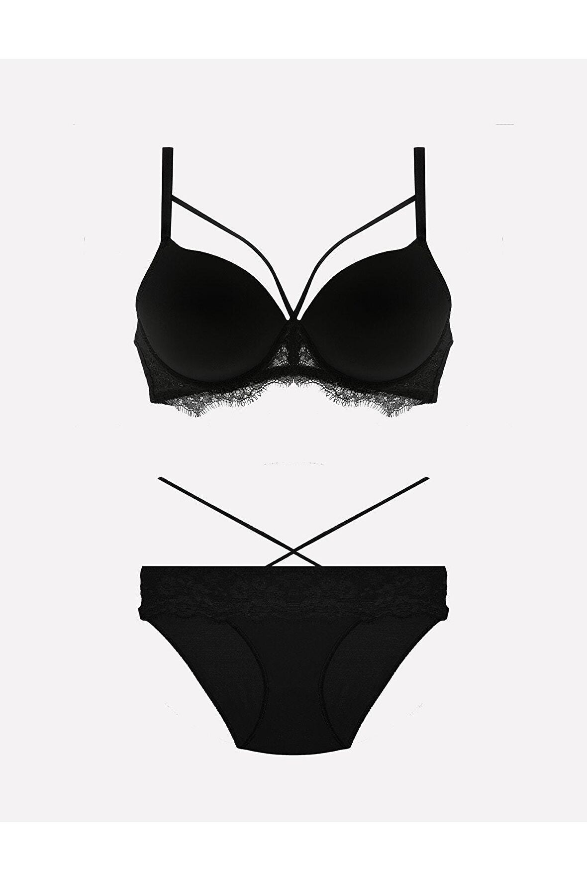 Kadın Desteksiz Sütyen Ve Külot Takım 80-95b