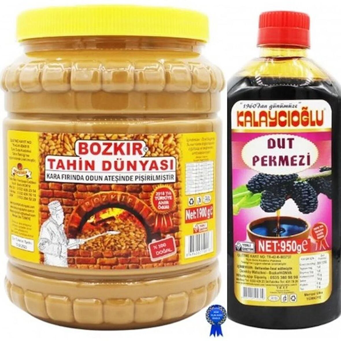 BOZKIR TAHİN DÜNYASI Çifte kavrulmuş tahin kepeksiz 1900 gr -  Dut Pekmezi 950 gr