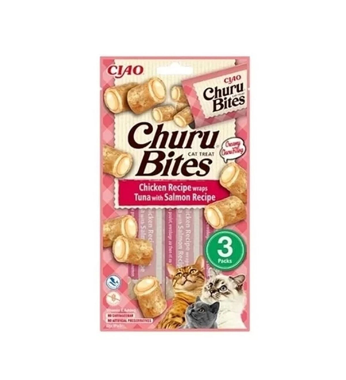 Churu Bites Tavuklu Tarifi Ton Balığı ve Somonlu Tarif 3*10 GR