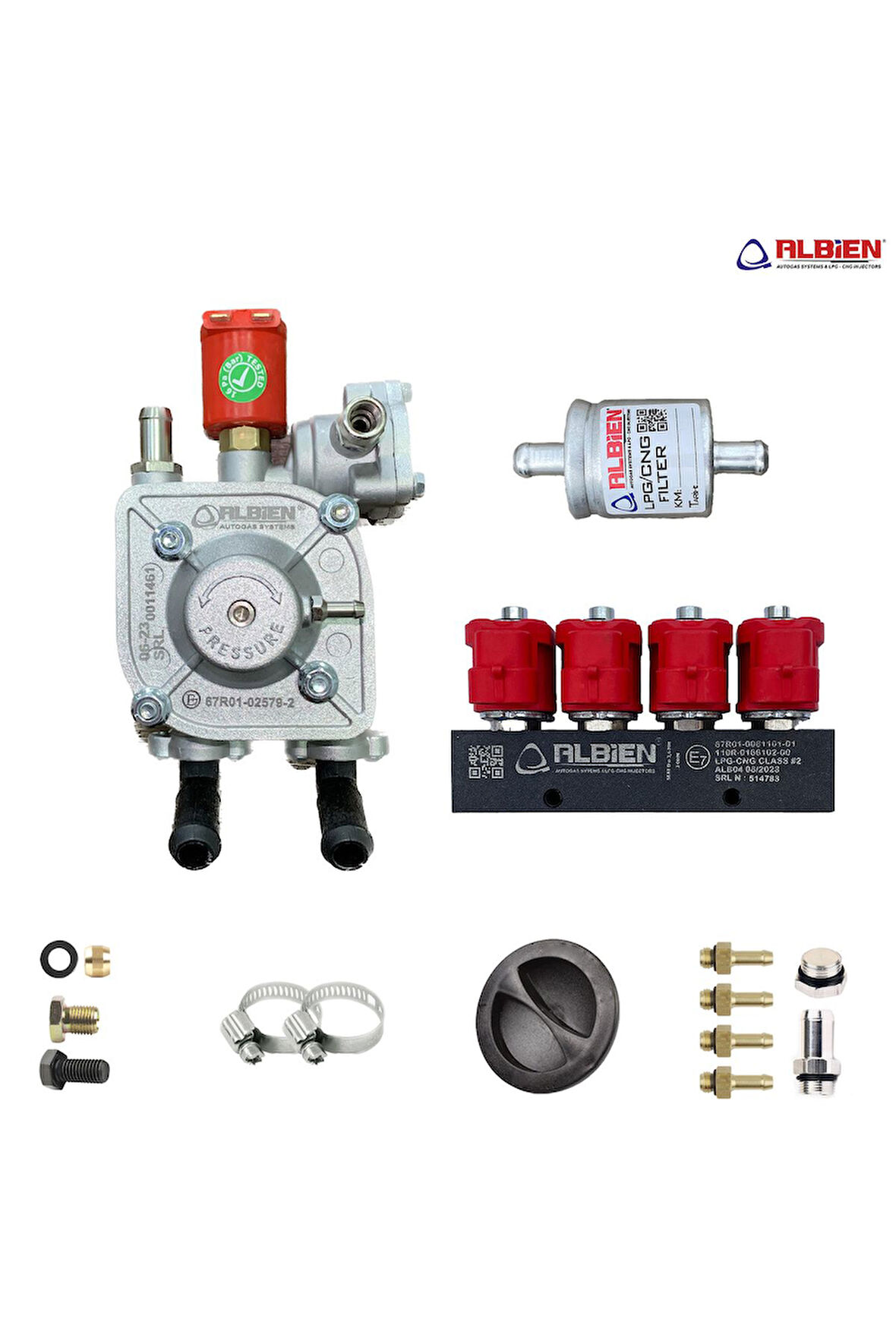 Atiker Uyumlu Gaz Kesicili Sıralı Sistem Regülatör 110kw + Albien Lpg Enjektör 4 Silindir 3 ohm