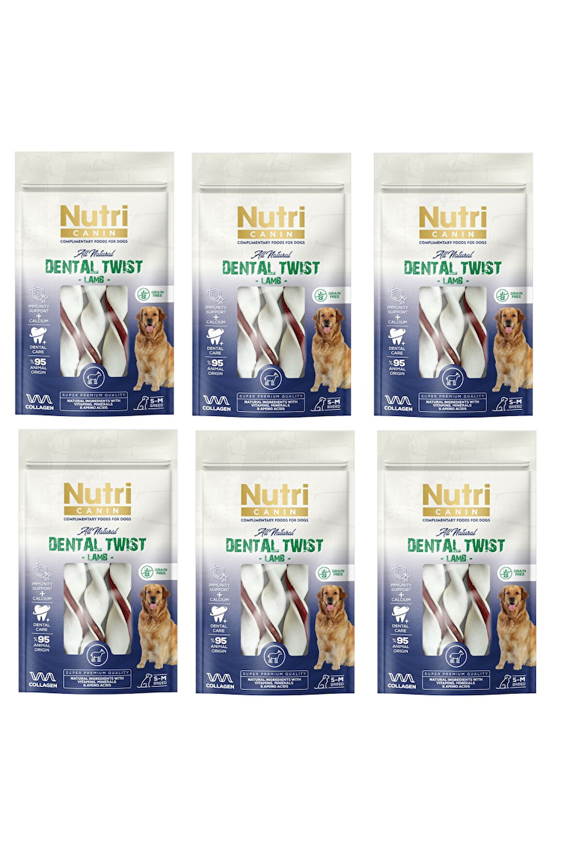 Nutri Canin Dental Twist Kuzu Etli S-M Irk İçin Köpek Ödülü 80 Gr. X 6 Adet