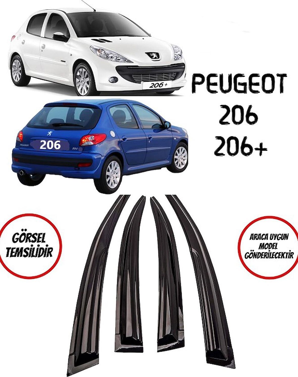 Peugeot 206 Cam Rüzgarlığı 4lü 