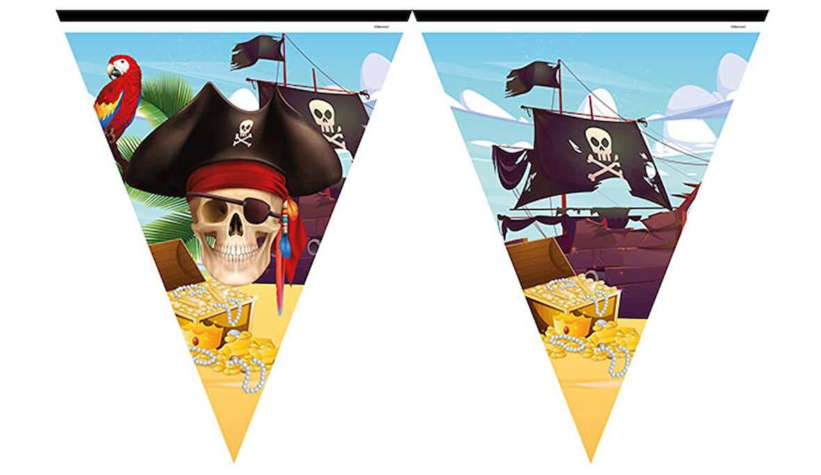 Korsan Temalı Üçgen Bayrak Set