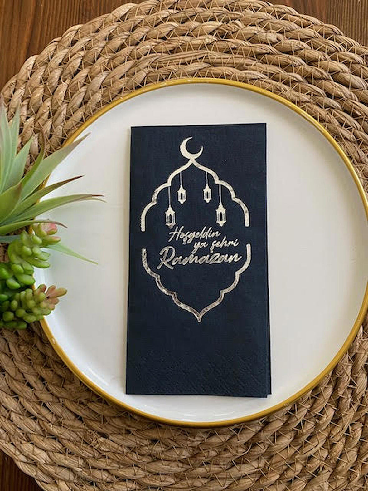 Gümüş Yaldızlı Siyah Hoş Geldin Ya Şehri Ramazan Garson Katlama 16 lı Yeni Model