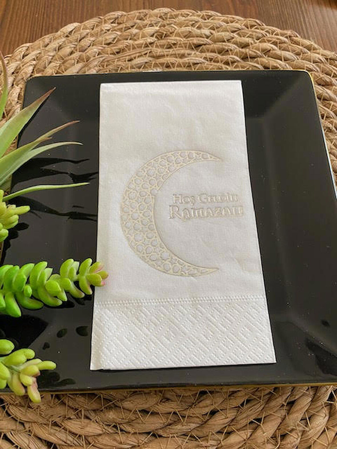 Gümüş Yaldızlı Beyaz Hoş Geldin Ramazan Garson Katlama 16 lı Yeni Model