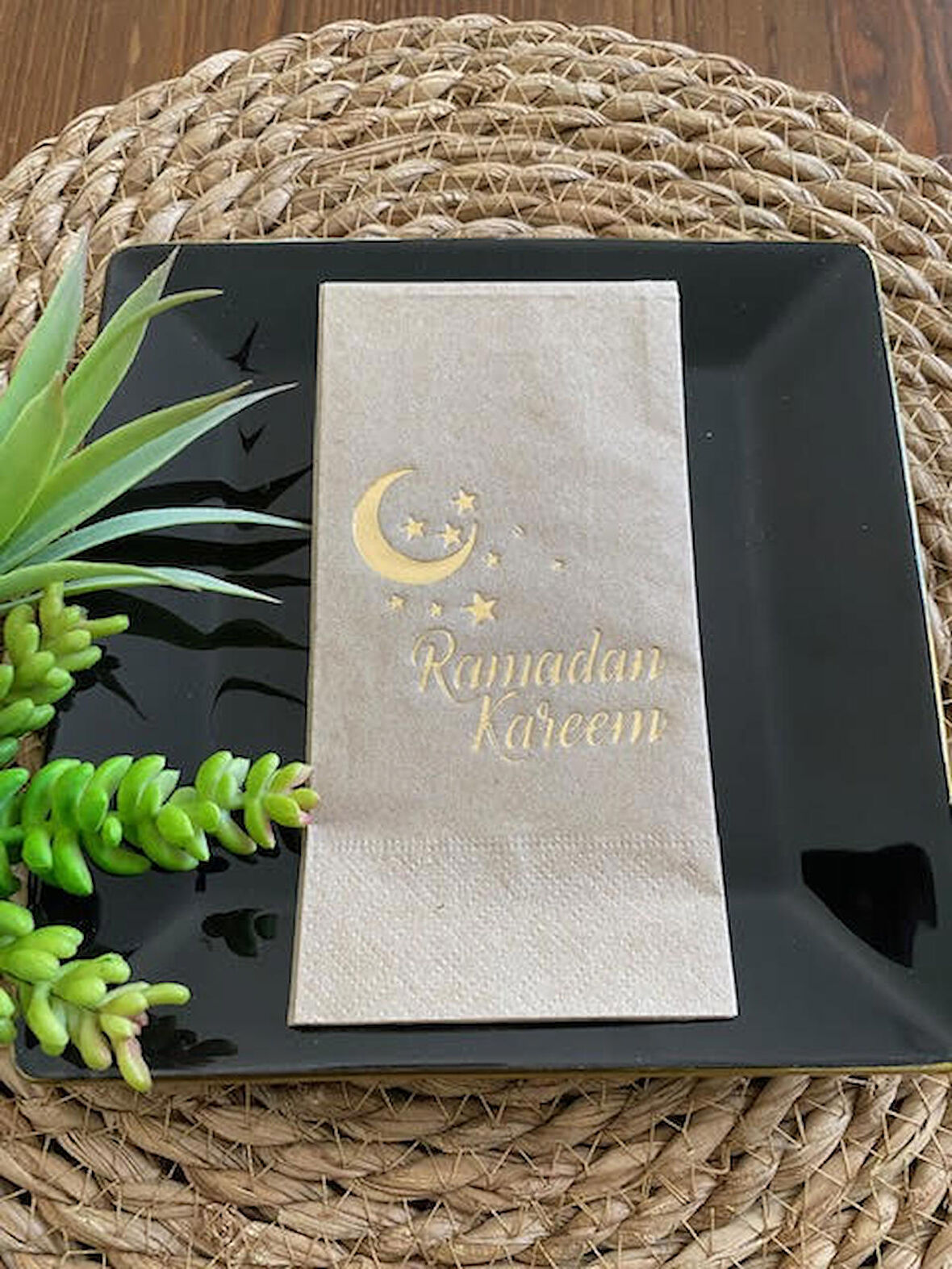 Gold Yaldızlı Kraft Ramadan Karem Peçete 16 Adet