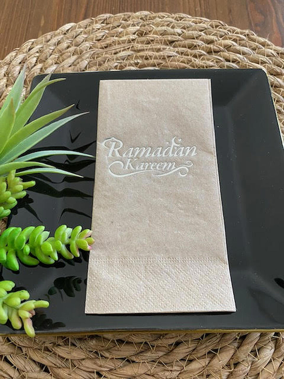 Gümüş Yaldızlı Kraft Ramadan Karem Peçete 16 Adet Yeni Model