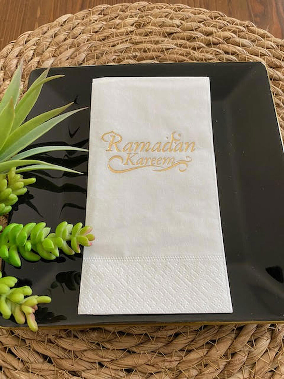 Gold Yaldızlı Beyaz Ramadan Karem Peçete 16 Adet Yeni Model