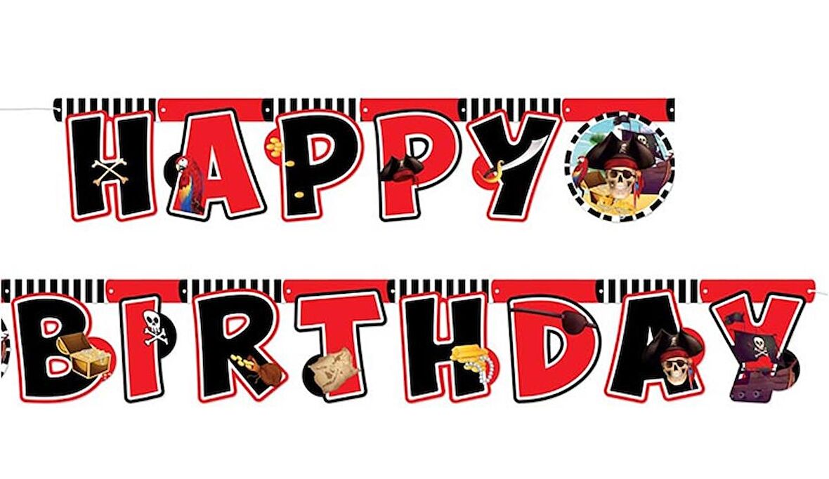 Korsan Temalı Happy Bırthday Uzar Yazı Banner