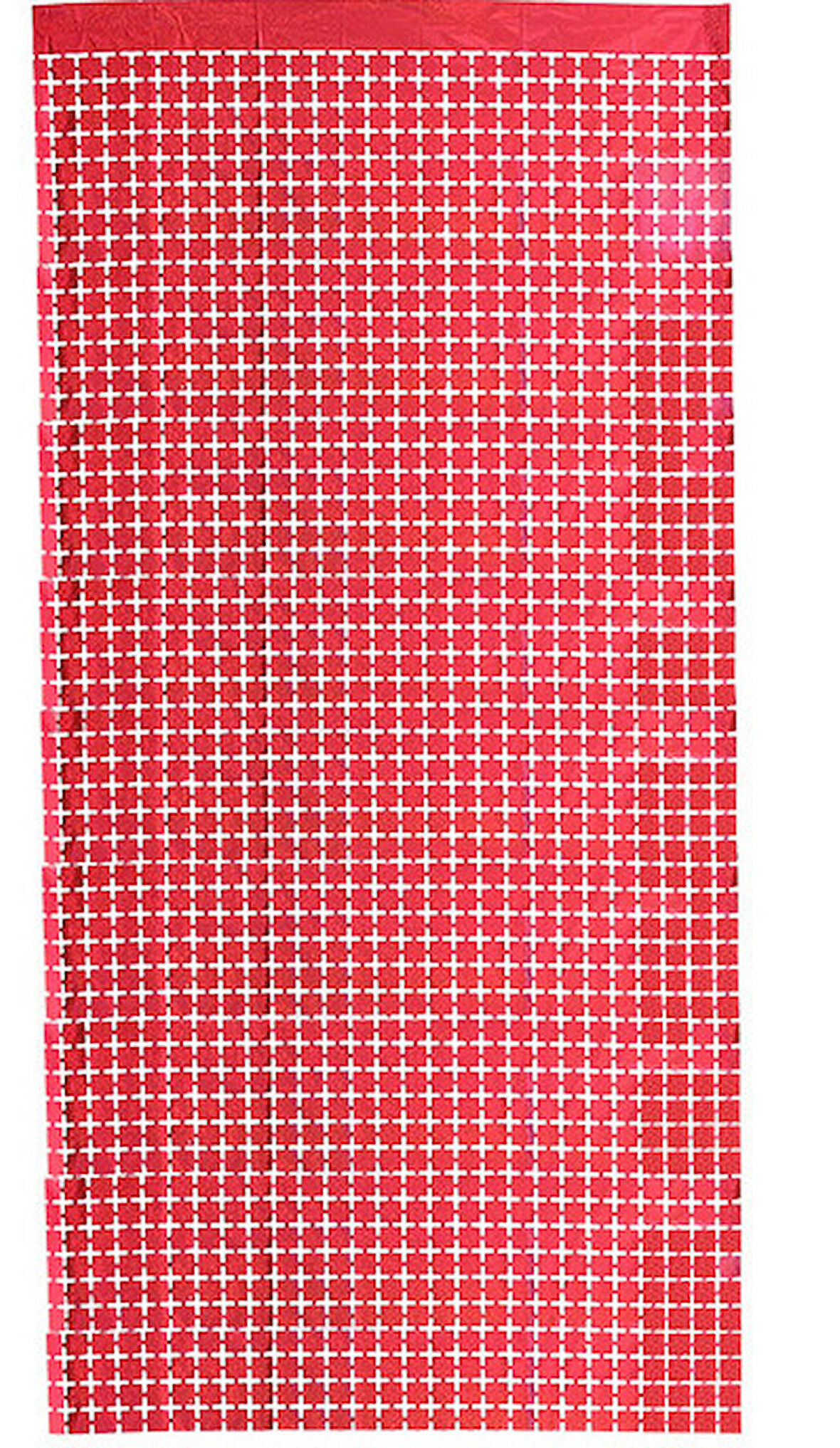 Metalize Kırmızı Kare Desenli Arka Fon Süs 100x200 cm