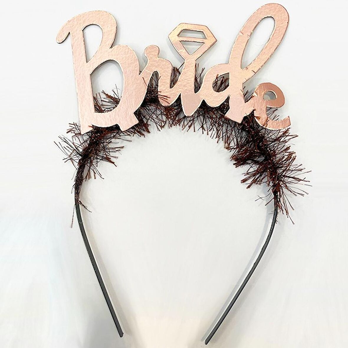 Bride Rose Gold Yazılı Metal Taç
