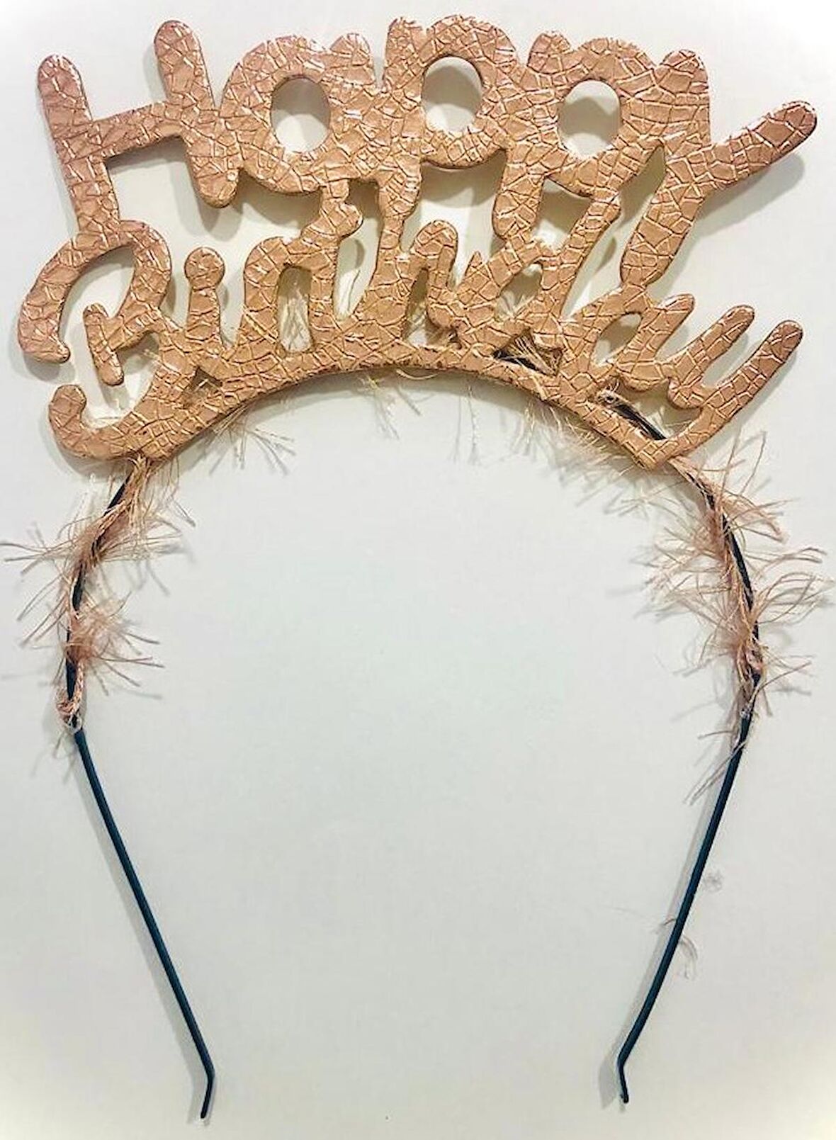 Happy Bırthday Rose Gold Yazılı Metal Taç