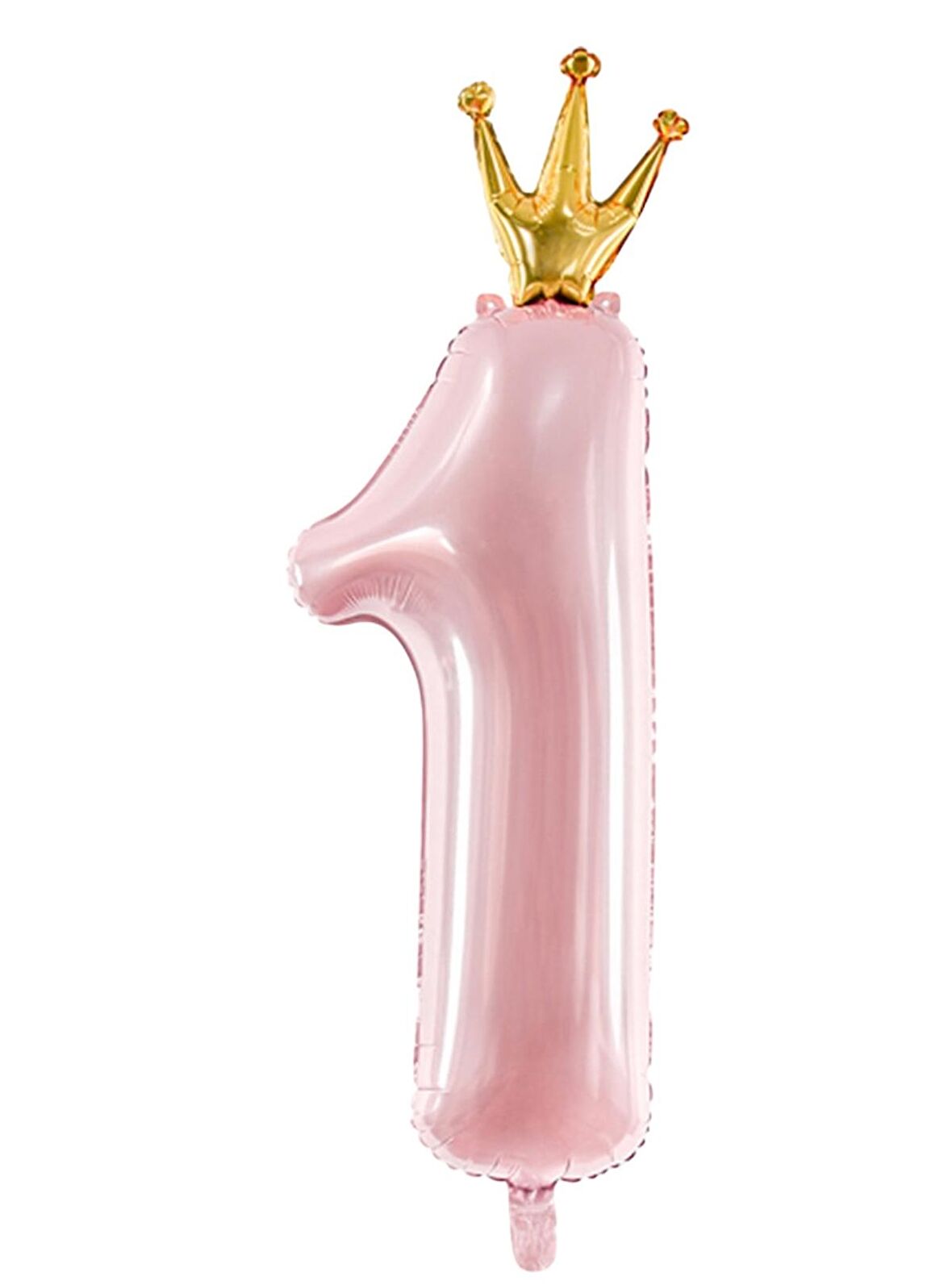 Taçlı 1 Rakam Pembe Folyo Balon 90 cm