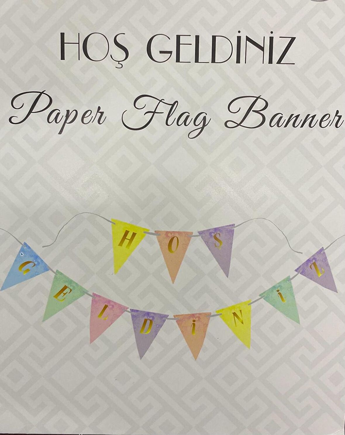 Hoş Geldiniz Makaron Renkli Flama Bayrak 270 cm