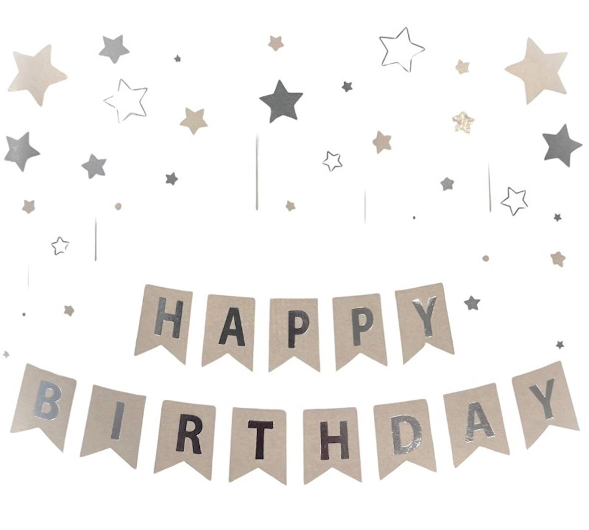 Happy Bırthday Yazı Deniz Kumu / Gümüş Banner