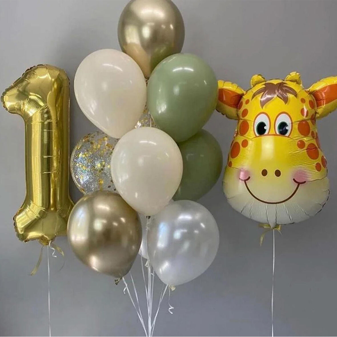 Gold 1 Yaş Zürafa Temalı Balon Seti