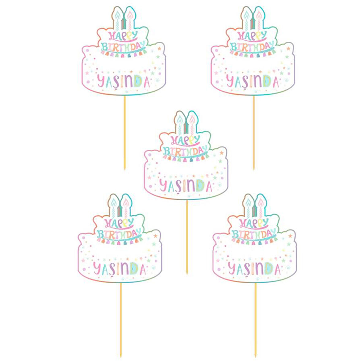 Yaşında Pasta Temalı Konuşma Balonu Varaklı 5 li