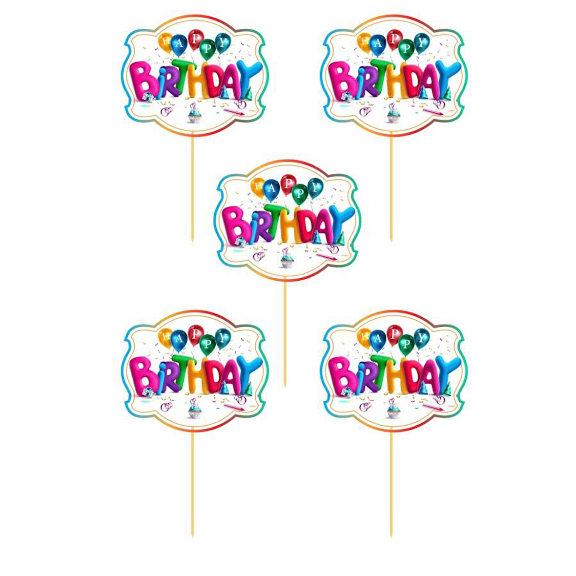 Happy Birthday Temalı Konuşma Balonu  5 li