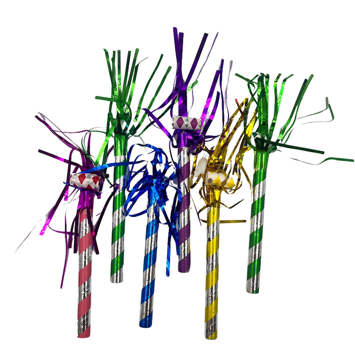 Çizgili Renkli Püsküllü Kaynana Dili 6 Adet 16 cm